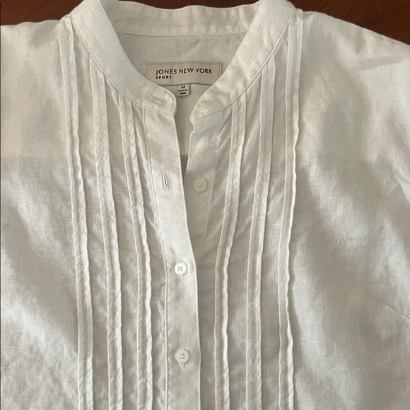 Jones New York Women’s White Linen Button-Up Medium - Picture 3 of 6
